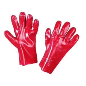 Guanto antiacido in pvc 27 cm Rosso