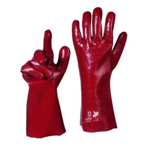 Guanto antiacido in pvc 35 cm Rosso